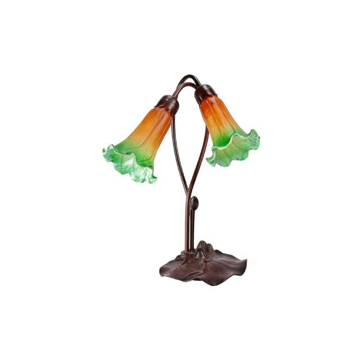 G&g Twin Lily Lamp Amber Green
