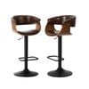 Oikiture 2x Bar Stools With Armrest Leather Brown