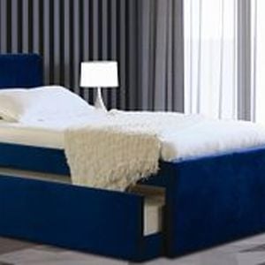 Istyle Selina King Single Trundle Storage Bed Frame Velvet Blue