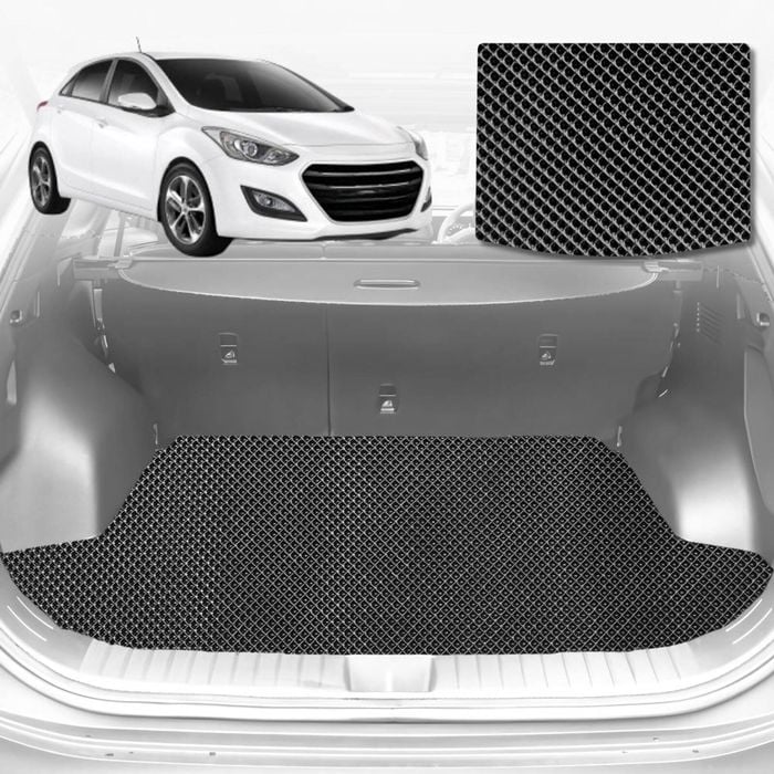 6D Diamond Car Boot Mat for Hyundai i30 (GD)2012-2016-Cargo Mat-Black-Outback GT