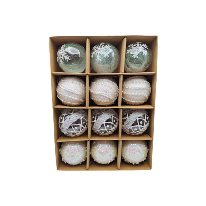 Catzon 12 Pcs Christmas Ornaments 7CM Shatterproof Hanging Pearl Balls for Holiday Party-Silver