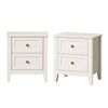 Oikiture 2pc Bedside Table 2 Drawers Metal Handle Bedroom Storage White