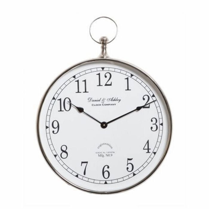 Ssh Collection Daniel & Ashley 40cm Round Wall Clock With Nickel Surround And White Face