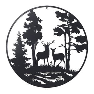 P&P 80×1×80cm Black Reindeer Metal Wall Decor, Elegant Reindeer Artwork for Living Rooms & Offices