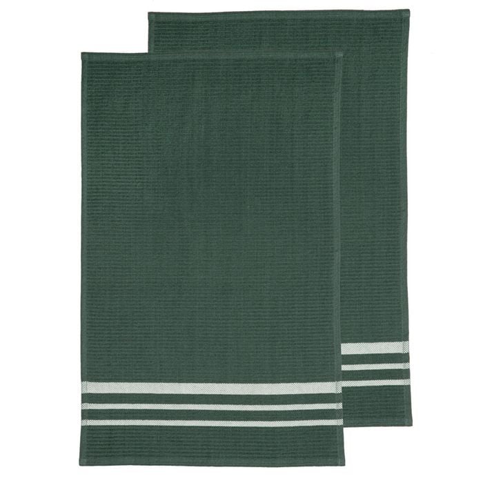 2PK Ladelle Terry Cotton 45x70cm Kitchen Towel Cleaning Dish Drying Cloth Green