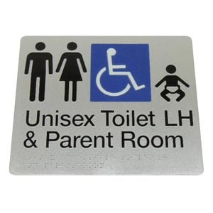 Braille Sign Unisex Toilet and Parent Room LH 