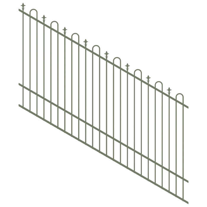 ProtectorAl 1201 - 2400 x 1500mm Pale Eucalypt Raked 16-30º Loop And Spear Top Pool Fence Panel