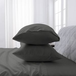 LINENOVA 2PCS Bamboo Blend Cooling Pillowcases Pillow Case - Dark grey,European