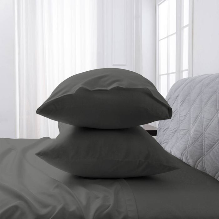 LINENOVA 2PCS Bamboo Blend Cooling Pillowcases Pillow Case - Dark grey,European