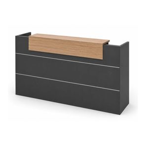 Modern Furniture BELEN Reception Desk 1.8M - Acacia & Carbon Grey