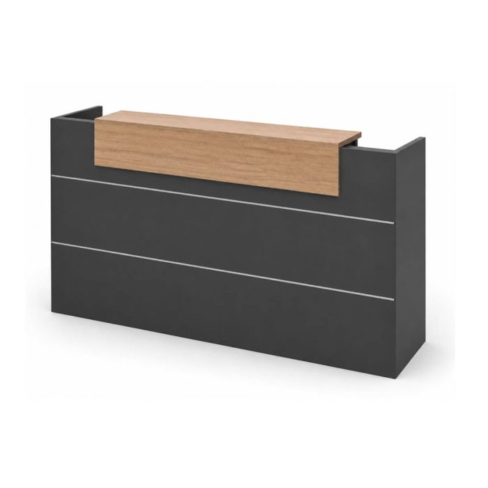 Modern Furniture BELEN Reception Desk 1.8M - Acacia & Carbon Grey