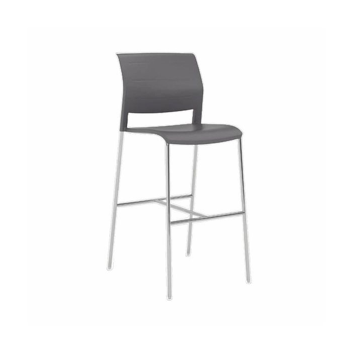 Olg Game Bar Stool Chrome Legs Charcoal Shell