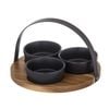 3pc Davis & Waddell Fine Foods Bowl Set w/ Acacia Tray - Natural/Black
