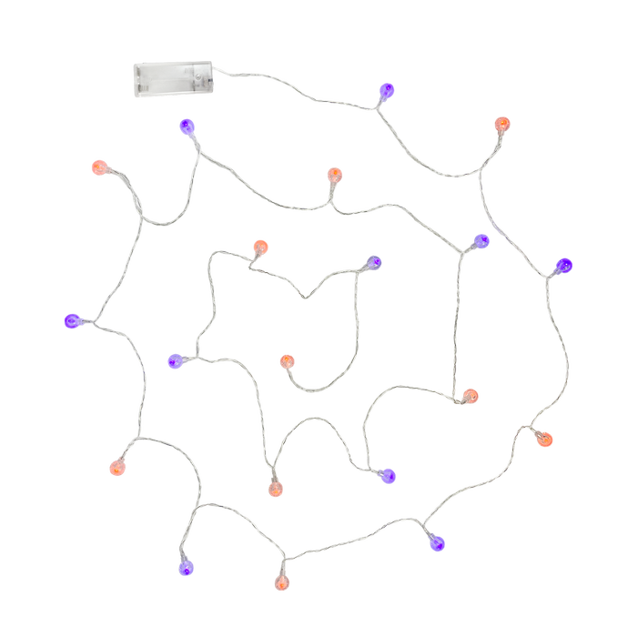 Galah Mixed Purple And Orange Crackle Ball String Lights 20 LEDs
