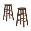 Oikiture 2x Bar Stool Counter Dining Chair Round Walnut