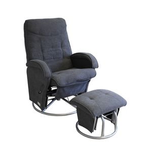 Babyhood Diva Feeding Glider Chair & Ottoman - Charcoal Fabric