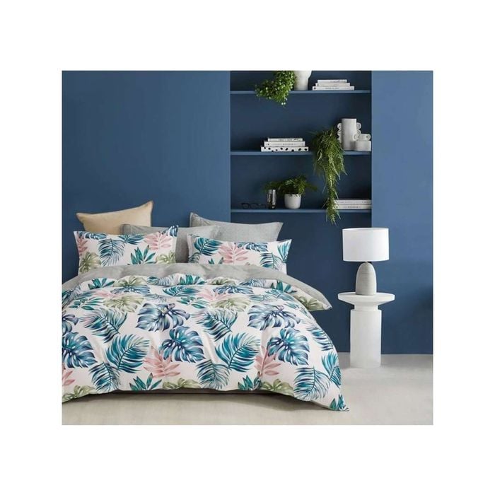 3D Blue Leaves 108 Bed Pillowcases Quilt King Single Size