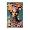 Urban Style Brushmarks Gold Foiled Canvas Artwork Print Woman Teal 825x1225mm