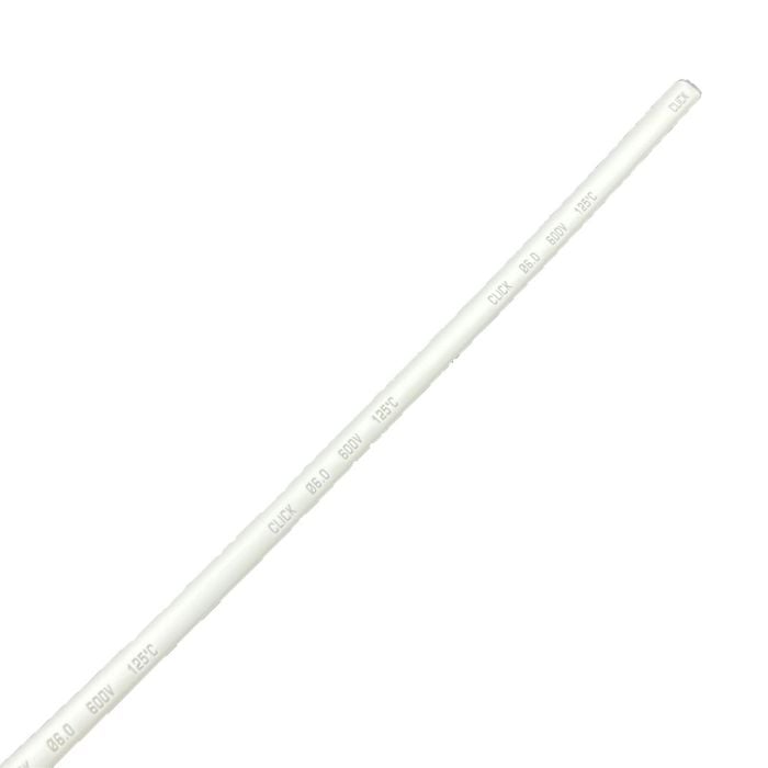 Click 6mm x 1.2m White Heat Shrink Thin Wall Tubing - 6mm