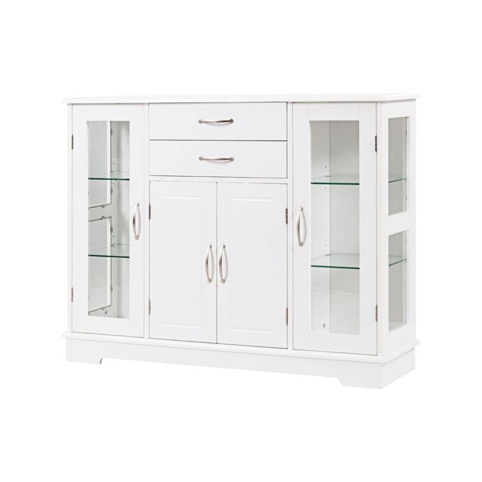 Costway Kitchen Sideboard Storage Cabinet w/Shelves White