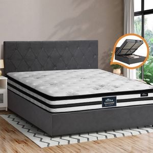 Oikiture Bed Frame Queen Size Gas Lift Beds with Mattress COTI