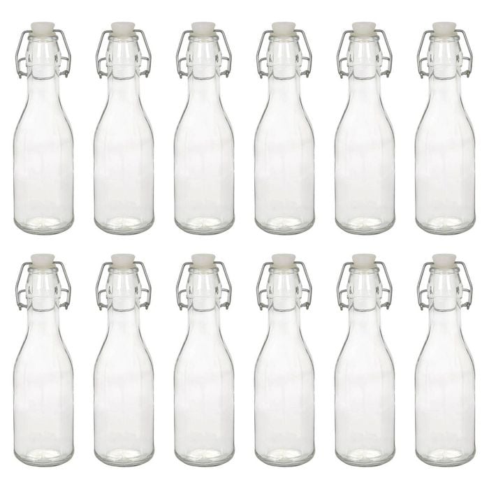 Argon Tableware Glass Bottles with Swing Top - 250ml - Pack of 12