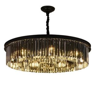 Eli & Co. Lighting Angelo 9-Light Round Crystal Chandelier 80cm – Smoke Finish Ceiling Light
