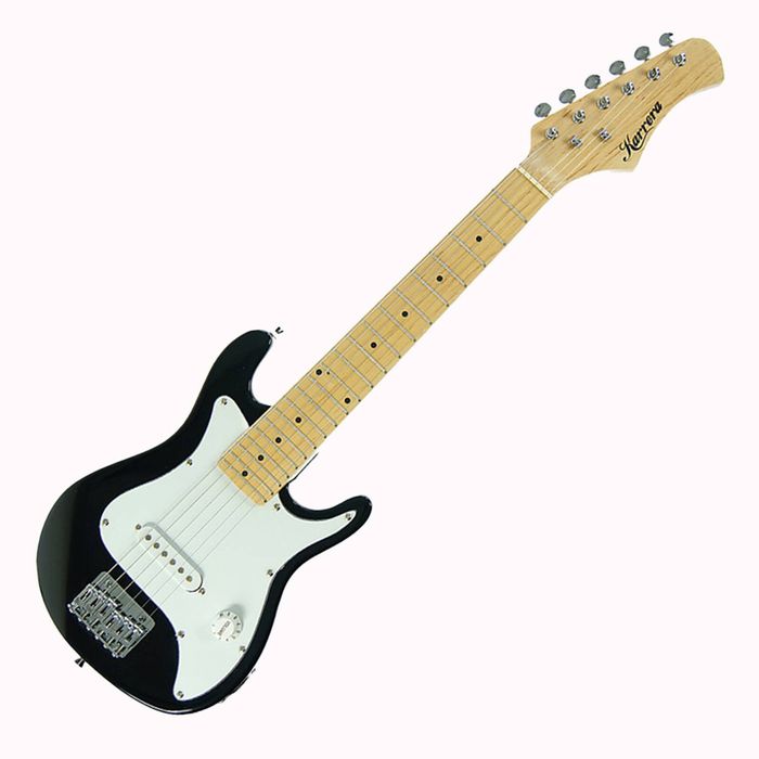 Karrera Kids Electric Guitar Junior Beginner Double Cutaway Scaled-Down Instrument for Children - Black