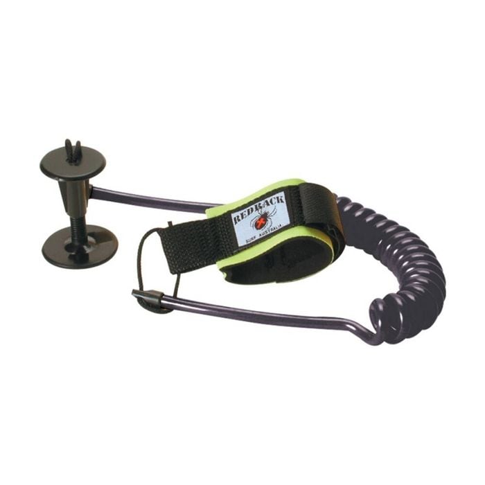 Redback Coiled Bodyboard Leash Quick Release Urethane Neoprene Wrist Strap Black
