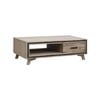 Coffee Table Solid Wood Acacia & Veneer Frame 2 Drawers Storage Sliver Brush Colour