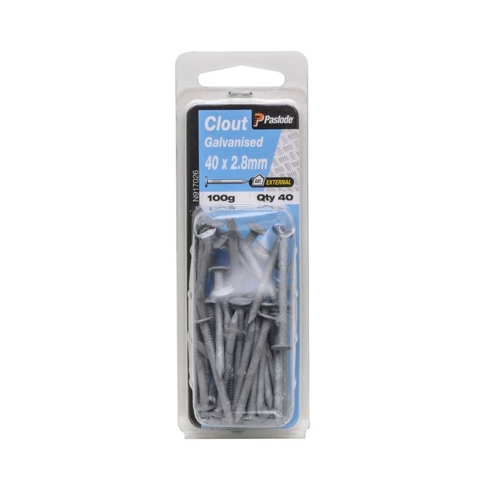 Paslode 40 x 2.8mm 100g Galvanised Clout Nails - 40 Pack