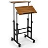 Costway Mobile Standing up Table Ergonomic Computer Desk Home Office Workstation, Walnut
