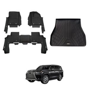 AUSGO 7D Injection Floor Mats & Boot Liner Set For Lexus Lx500d Lx600 5-Seat 2021-2025 Car Floor Liners Cargo Mat