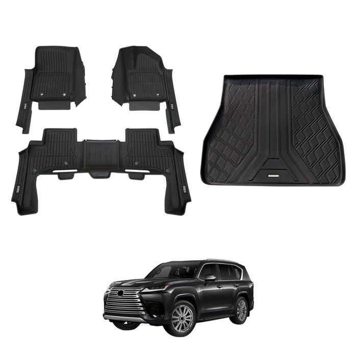 AUSGO 7D Injection Floor Mats & Boot Liner Set For Lexus Lx500d Lx600 5-Seat 2021-2025 Car Floor Liners Cargo Mat