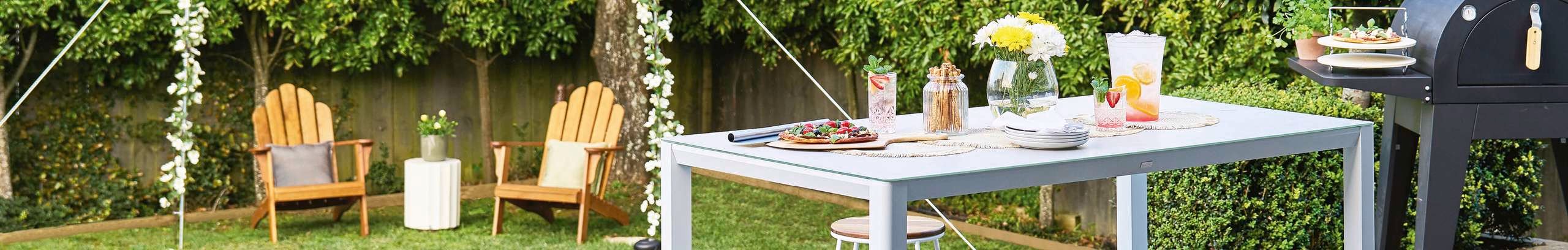 Outdoor entertaining set up outside.