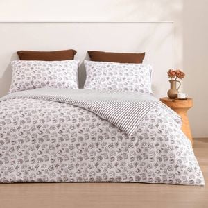 Dreamaker Breakfast in Bed Reversible Quilt Cover Set Chocolate King Bed