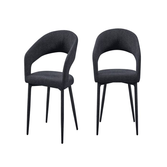 Elegant Collections Set of 2 Marilyn Boucle Dining Chairs – Charcoal