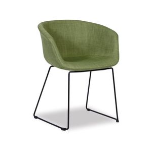 Lonsdale Green Linen Armchair Matt Black Sled Frame