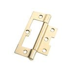 Lane 100 x 65 x 2mm Brass Plated Fixed Pin Easy Fit Hinge - 2 Pack