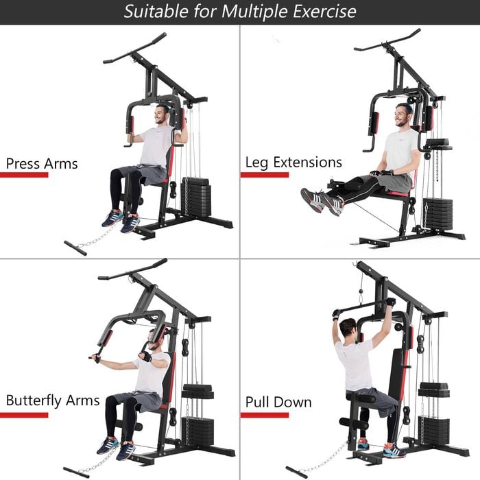 Costway Multi Home Gym Station Cable Machine Strength Fitness ...