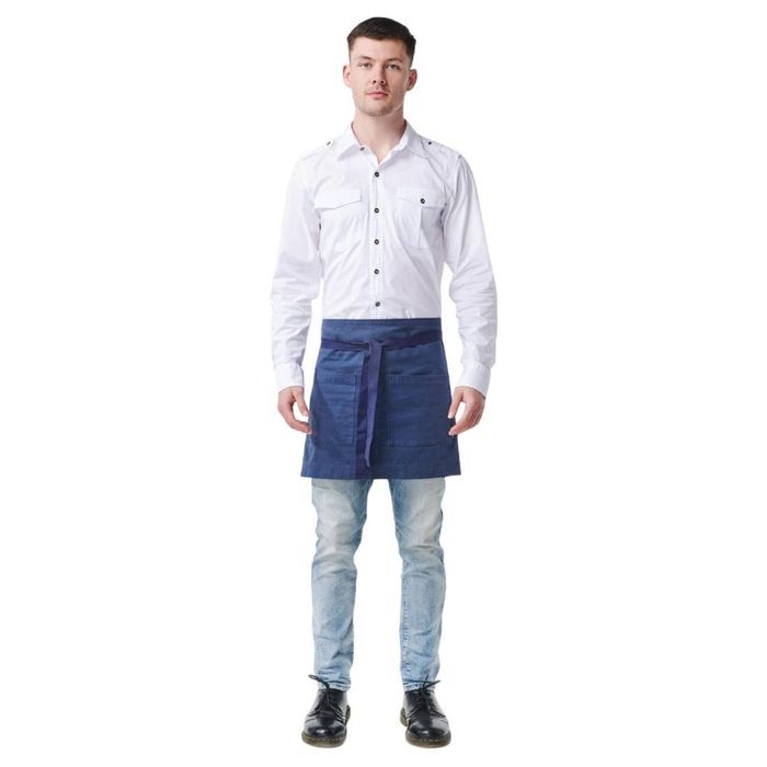 Urbanbar Waist Apron Archie Cotton Canvas Navy Hospitality Kitchen Uniform