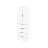 Lugna 2048 x 750 x 380mm White 3 Shelf 4 Drawer Double Door Storage Cabinet