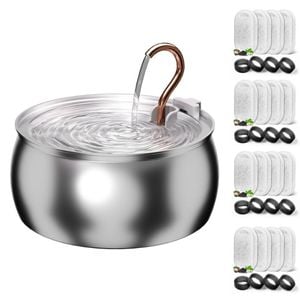 YES4PETS 4L Automatic Electric Pet Water Fountain Dispenser Dog Cat Stainless Steel 17x Filters