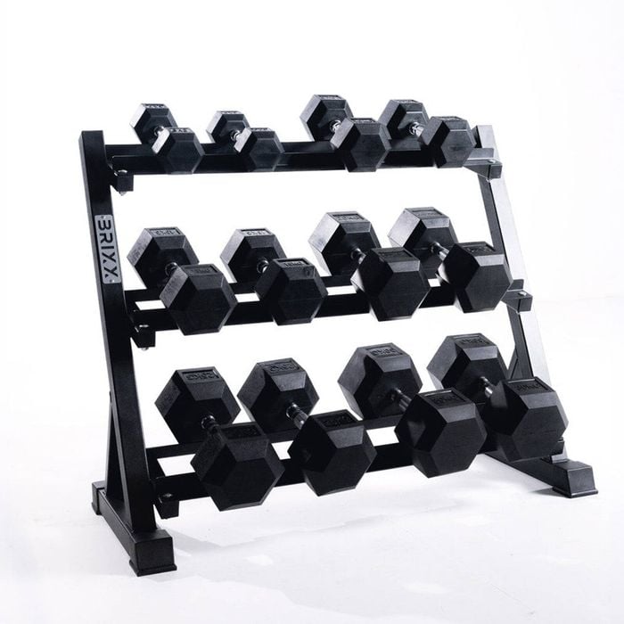 Brixx 5kg - 30kg Hex Dumbbell Set & Rack | 6 Pairs - 210kg Package