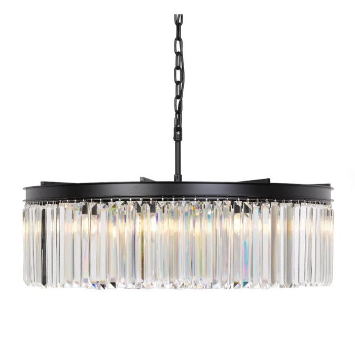 Telbix Serene Modern Pendant Hanging Lamp Light Metal Crystal Clear Black