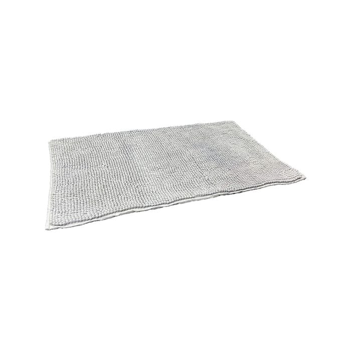 Barelli Bath Mat Rectangular 50cm x 80cm Non-Slip Chenille Silver