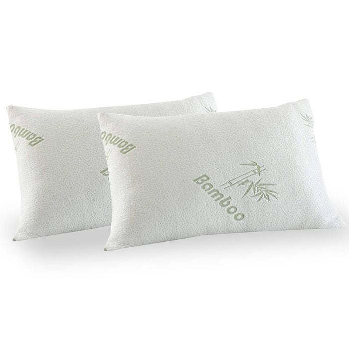 Royal Comfort Bamboo Memory Foam Pillow Twin Pack Hypoallergenic White, Green 56 X 36 X 10 Cm