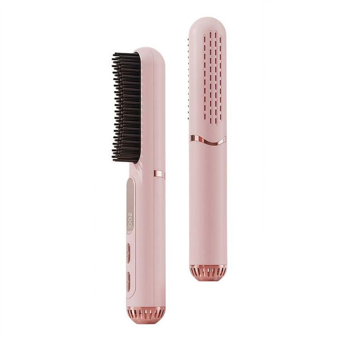 Catzon Portable Cold Air Straightening Comb Brush for Travel-Pink