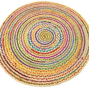 Tribal Handmade Round Jute Rug - 1037 - Natural/multi - 100x100