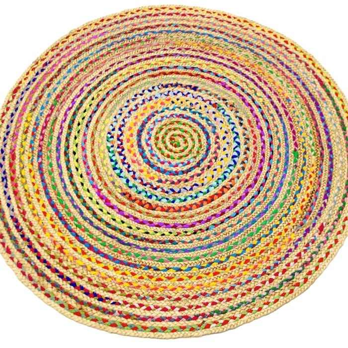 Tribal Handmade Round Jute Rug - 1037 - Natural/multi - 100x100